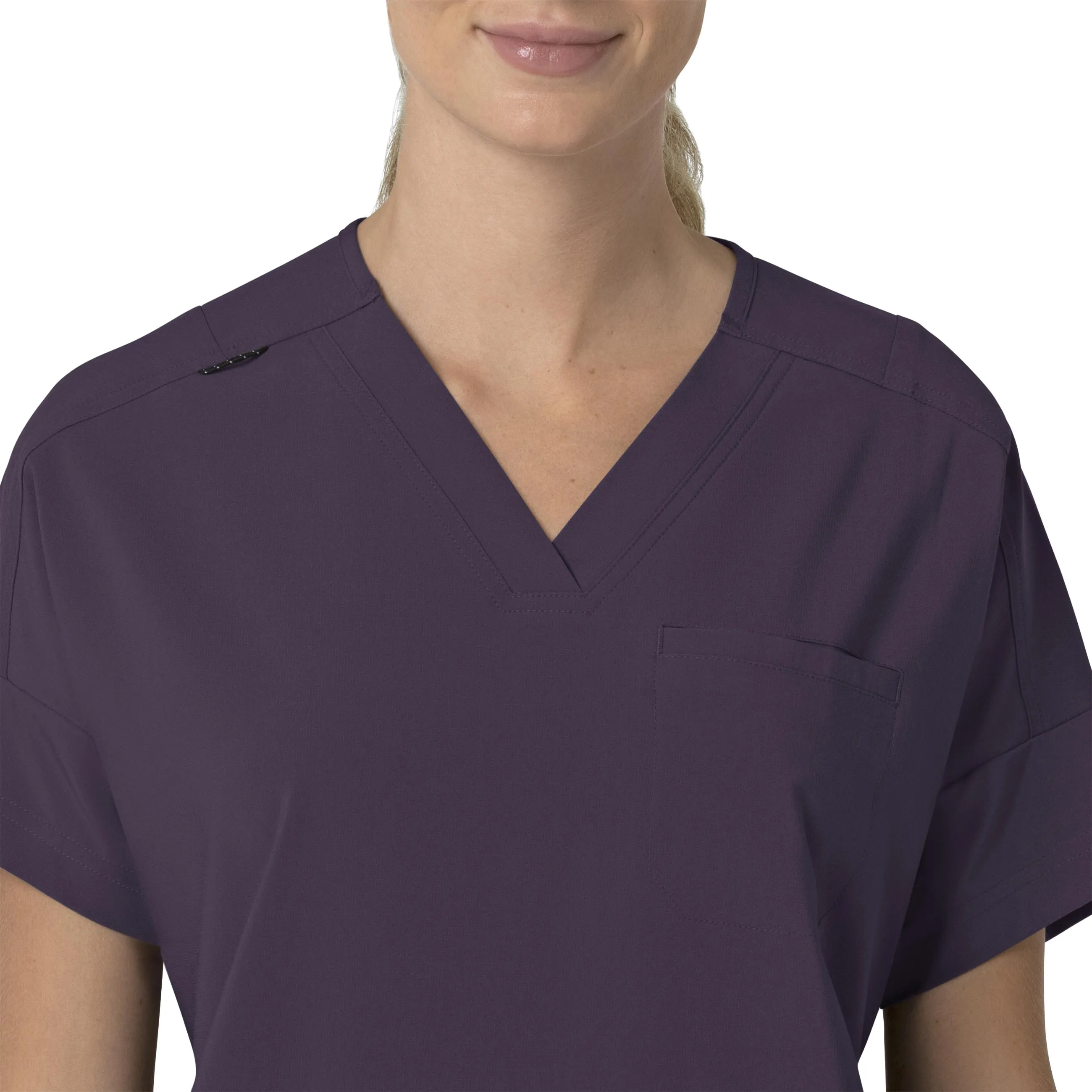 Carhartt Force Cross-Flex Women's Oversized V-Neck Scrub Top - Black Plum