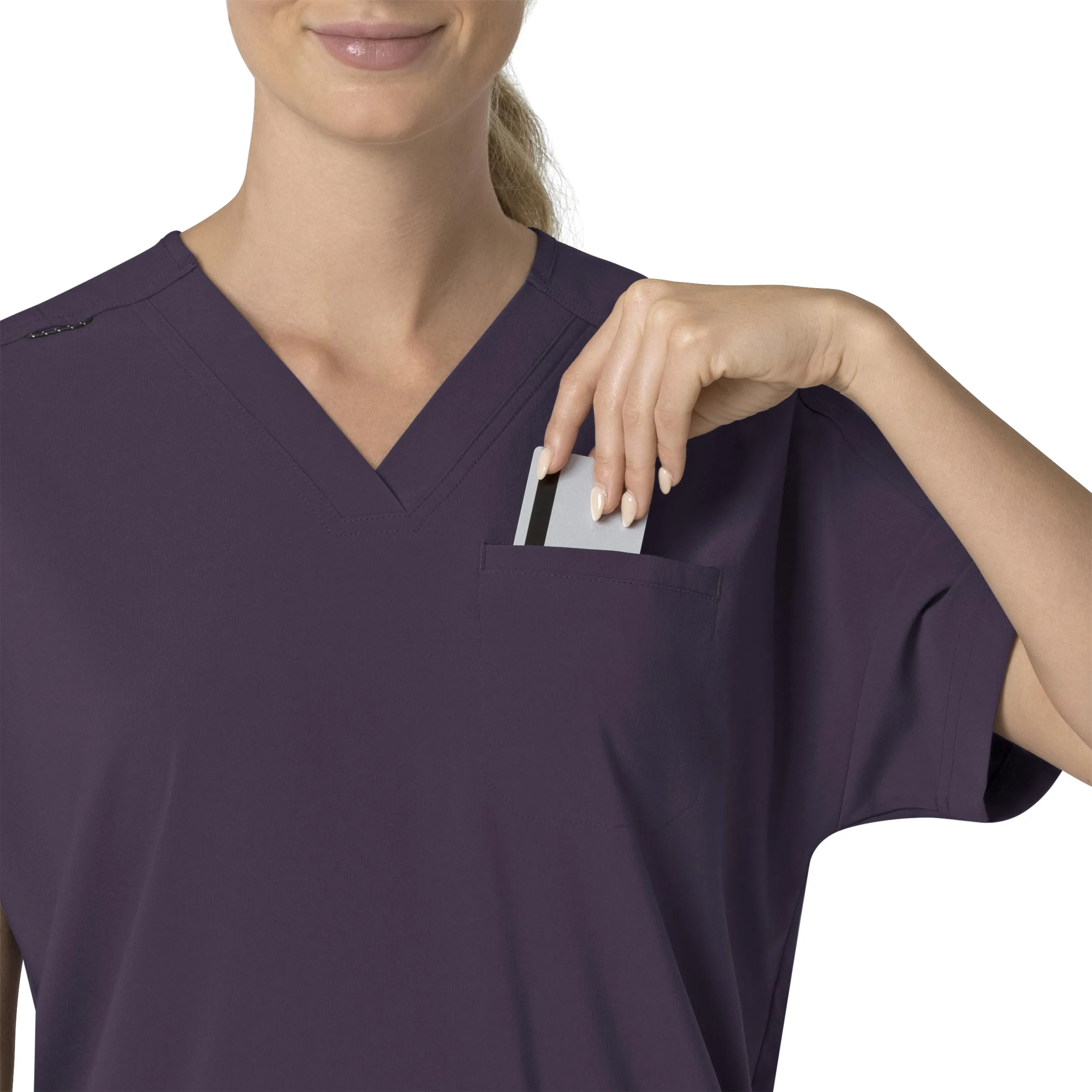 Carhartt Force Cross-Flex Women's Oversized V-Neck Scrub Top - Black Plum