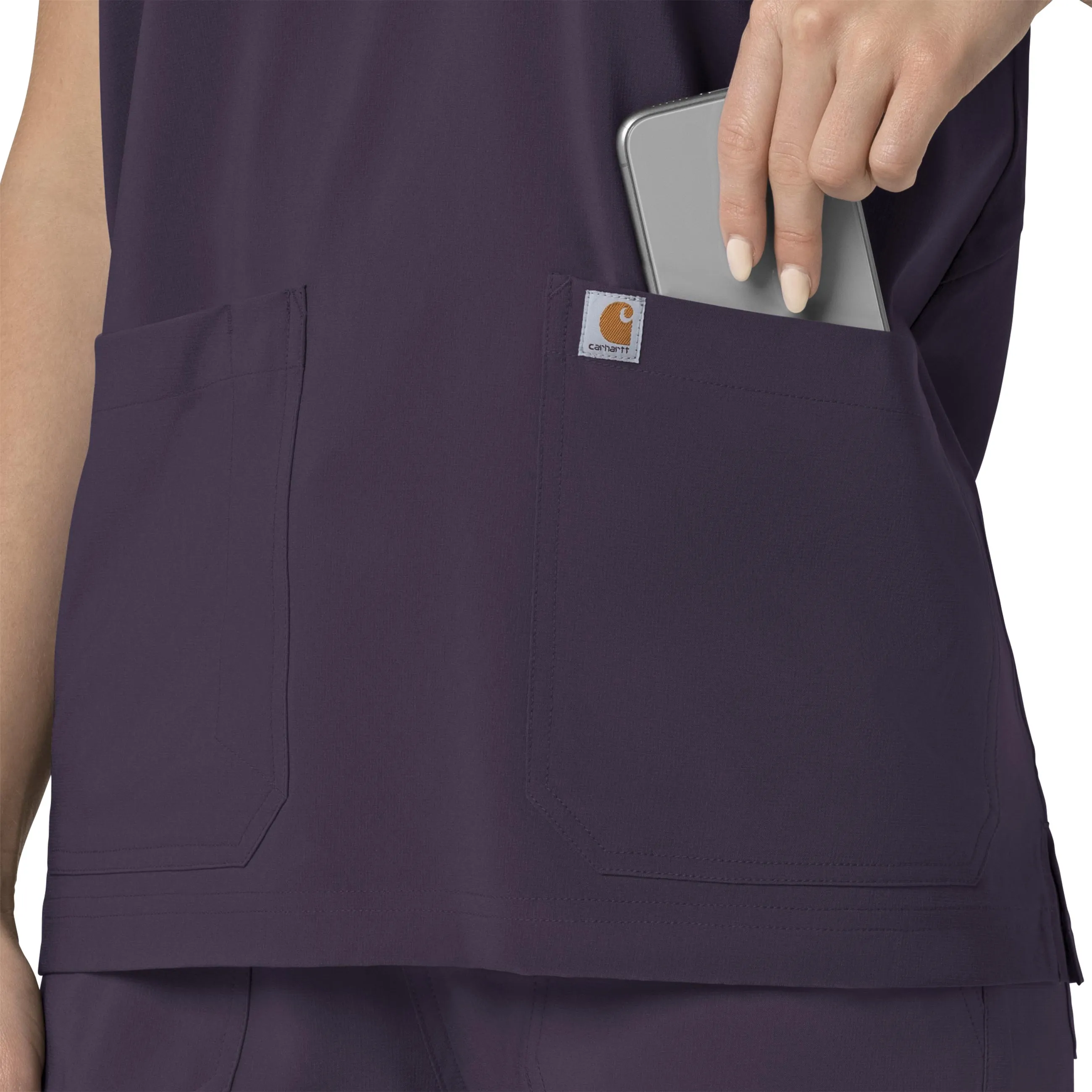 Carhartt Force Cross-Flex Women's Oversized V-Neck Scrub Top - Black Plum