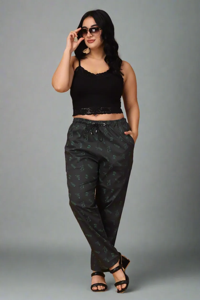 Charcoal Black Poplin Lycra Pants