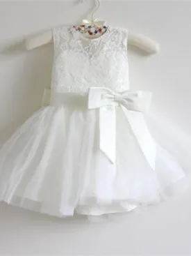 Charming Lace & Tulle Jewel Neckline Ball Gown Flower Girl Dresses FD062