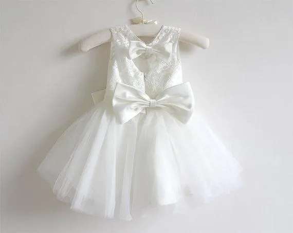 Charming Lace & Tulle Jewel Neckline Ball Gown Flower Girl Dresses FD062