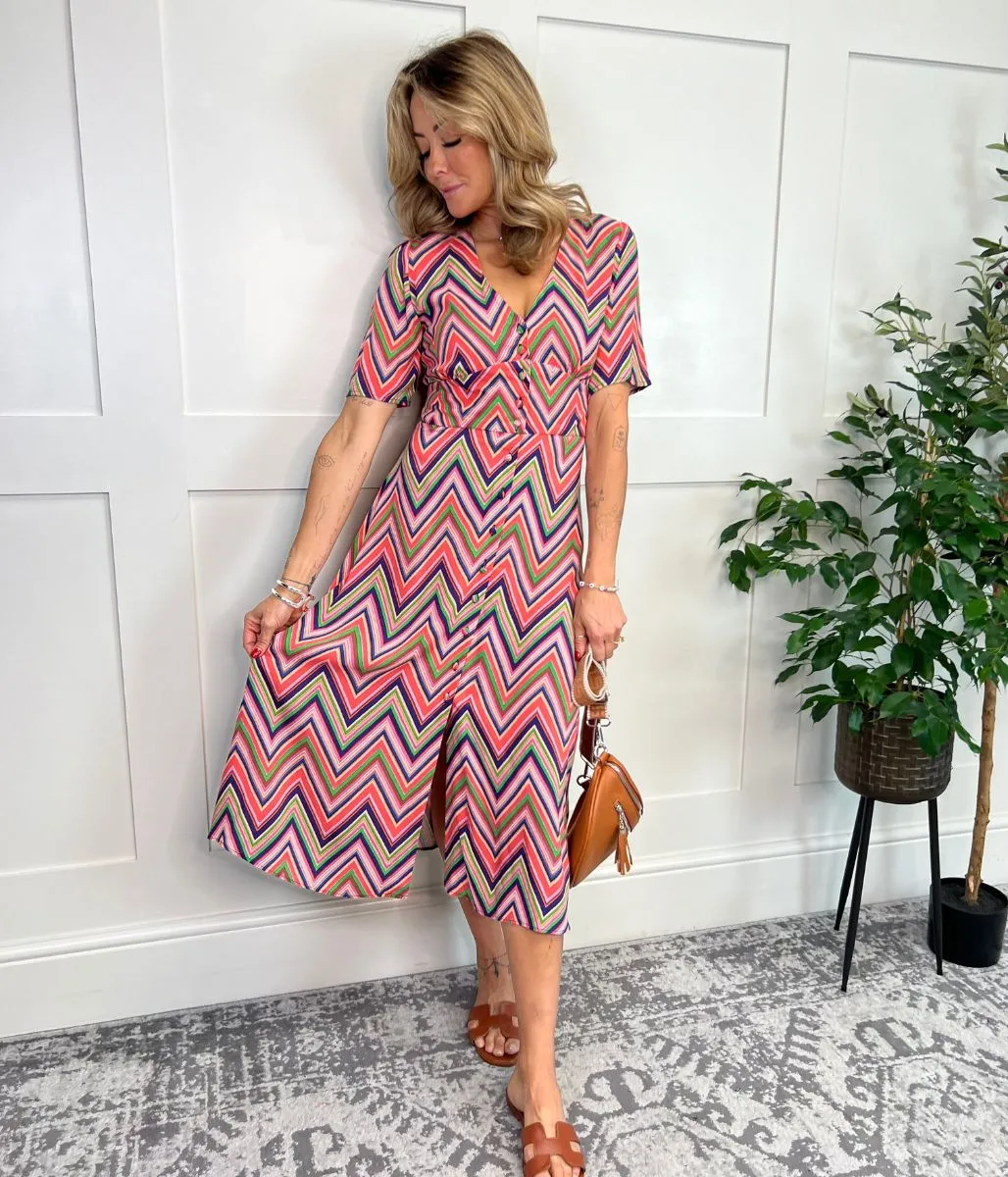 Chevron Alexa Midi Dress