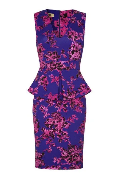 Chloe Purple Floral Peplum Style Dress