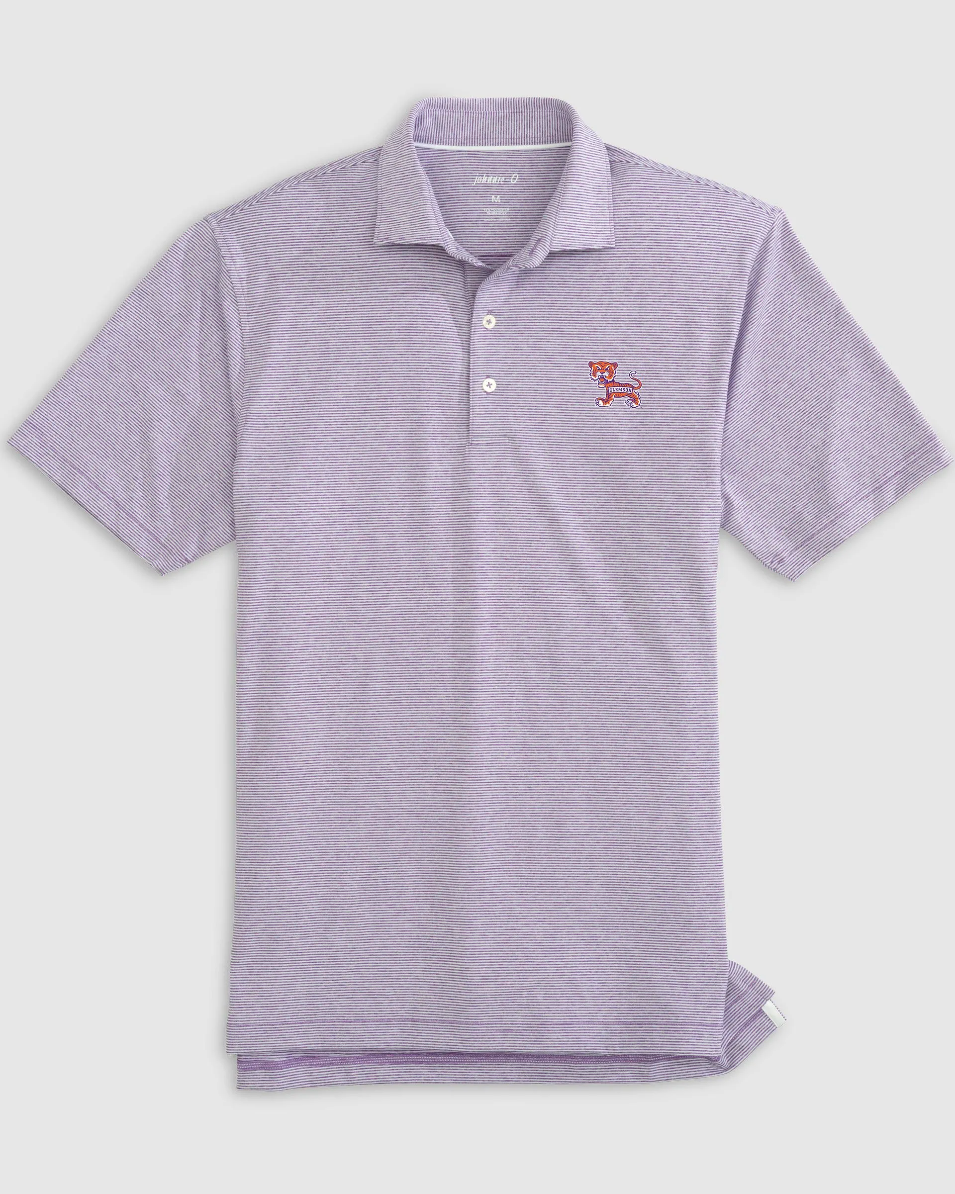 Clemson Lyndonn Striped Jersey Performance Polo - Vault Logo