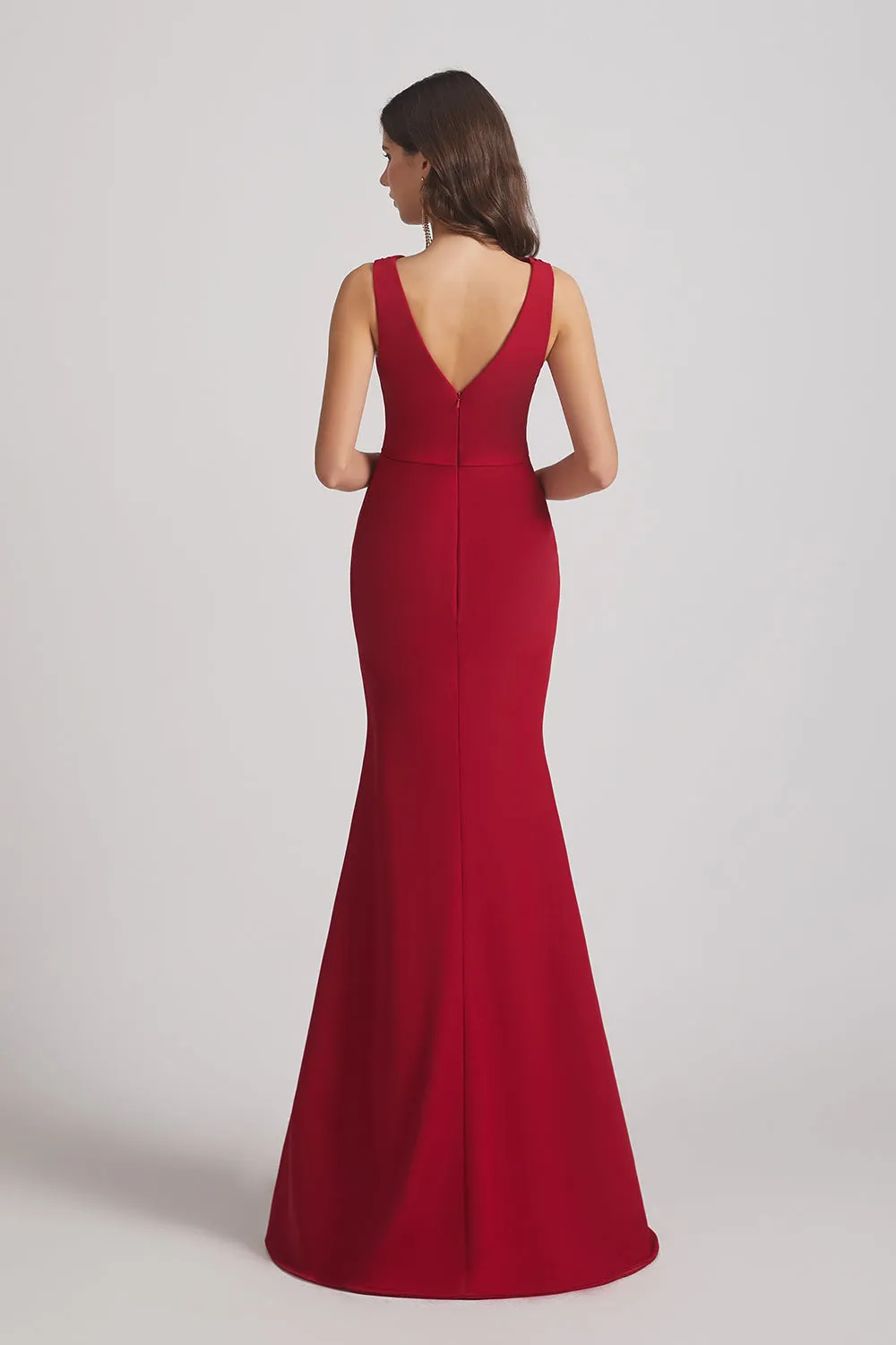 Cowl Sleeveless Sheath Long Red Bridesmaid Dresses (AF0014)