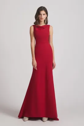 Cowl Sleeveless Sheath Long Red Bridesmaid Dresses (AF0014)