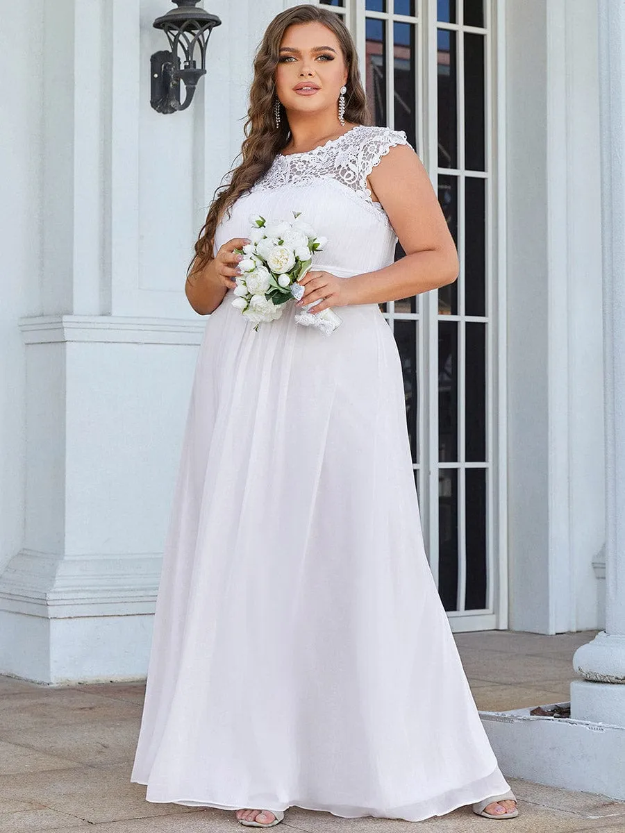 Custom Size Elegant Maxi Long Lace Cap Sleeve Bridesmaid Dress