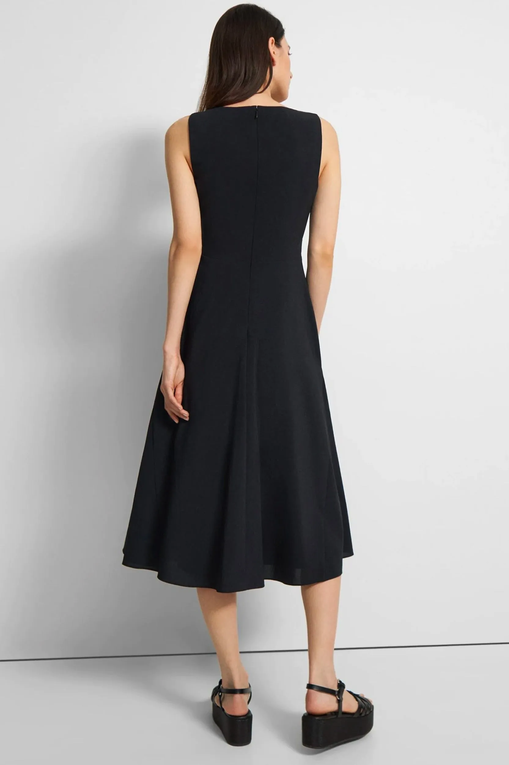 Cutout Crisp Midi Dress in Black