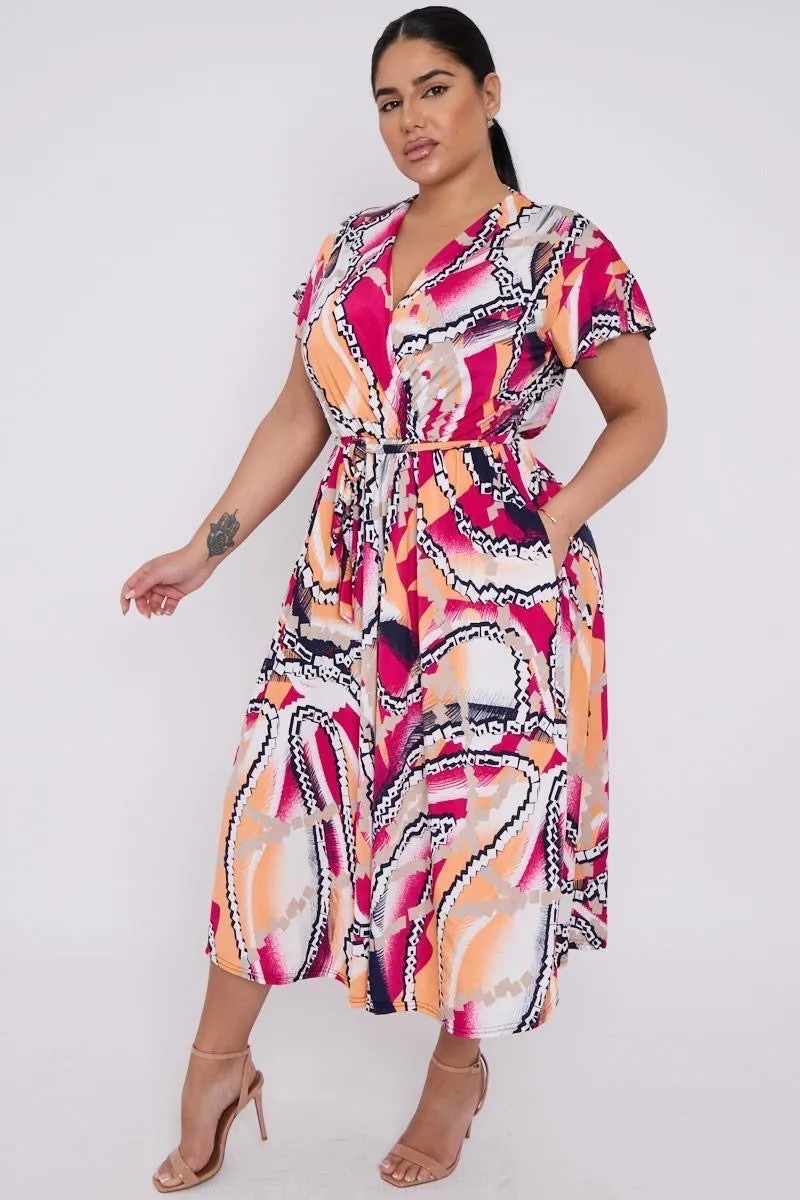 Dani Faux Wrap Dress in Cerise