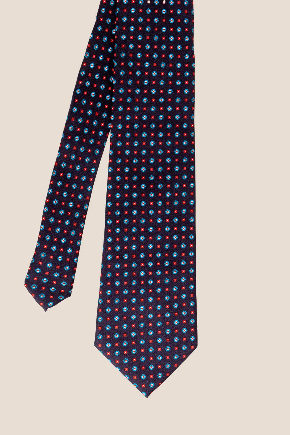 Dark Navy Geometric Pattern Silk Tie