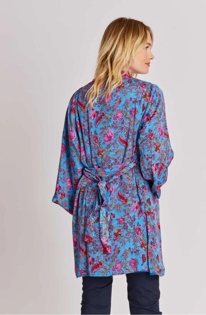 Stunning Blue Deva Kimono - Traditional Japanese Robe