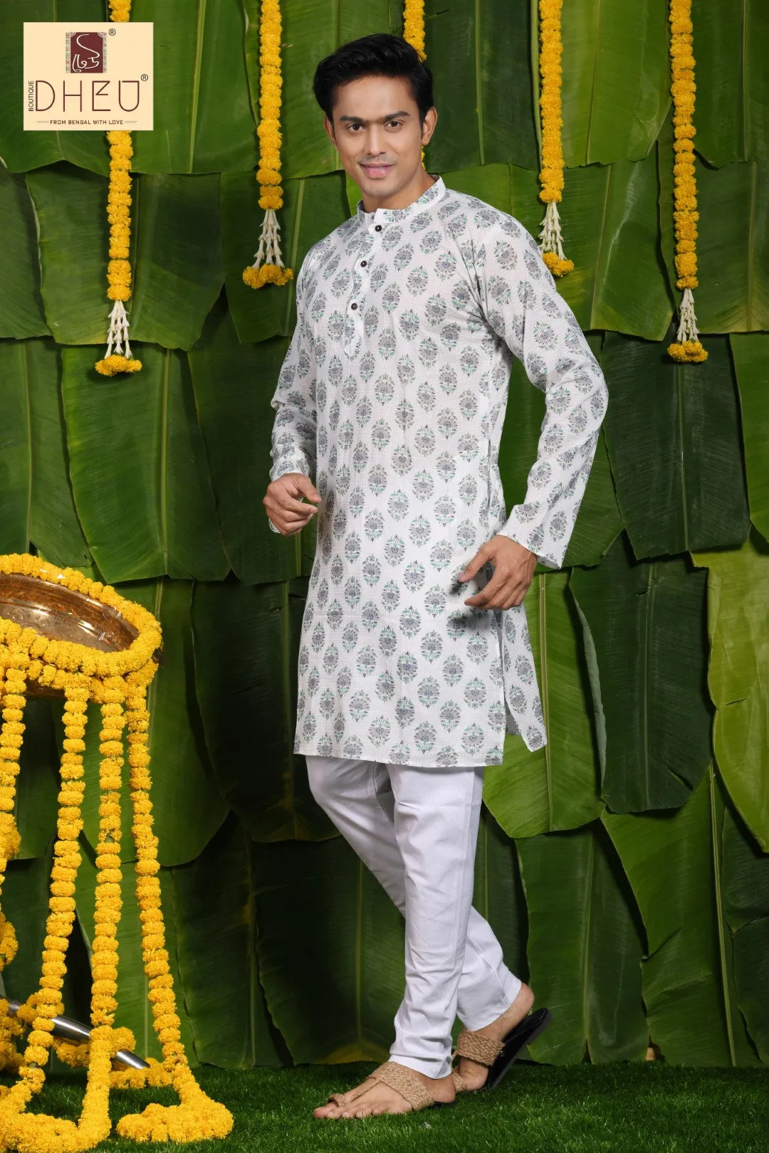 Dheu Designer Floral Printed Men's Kurta