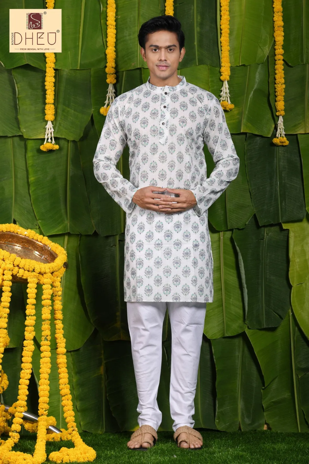 Dheu Designer Floral Printed Men's Kurta