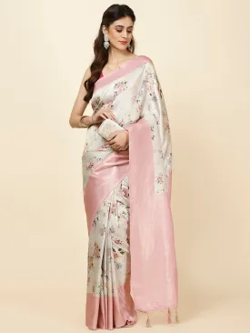 Digital Floral Printed Handloom Saree