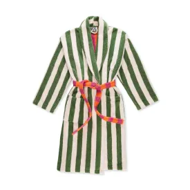 Green and White Striped Dusen Dusen Bathrobe