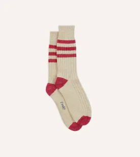 Ecru Striped Donegal Wool Socks