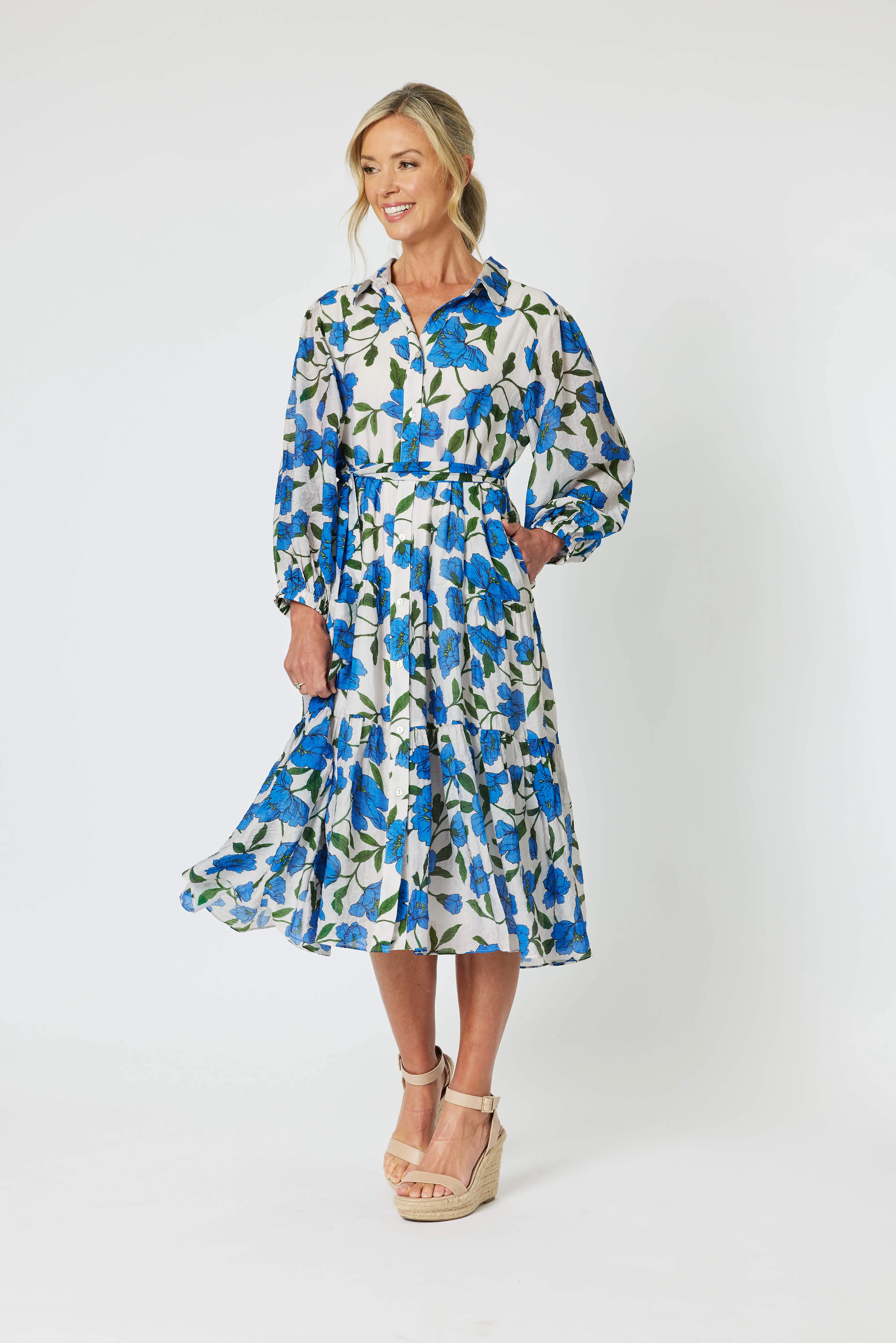 Eden Floral Printed Dress - Cobalt