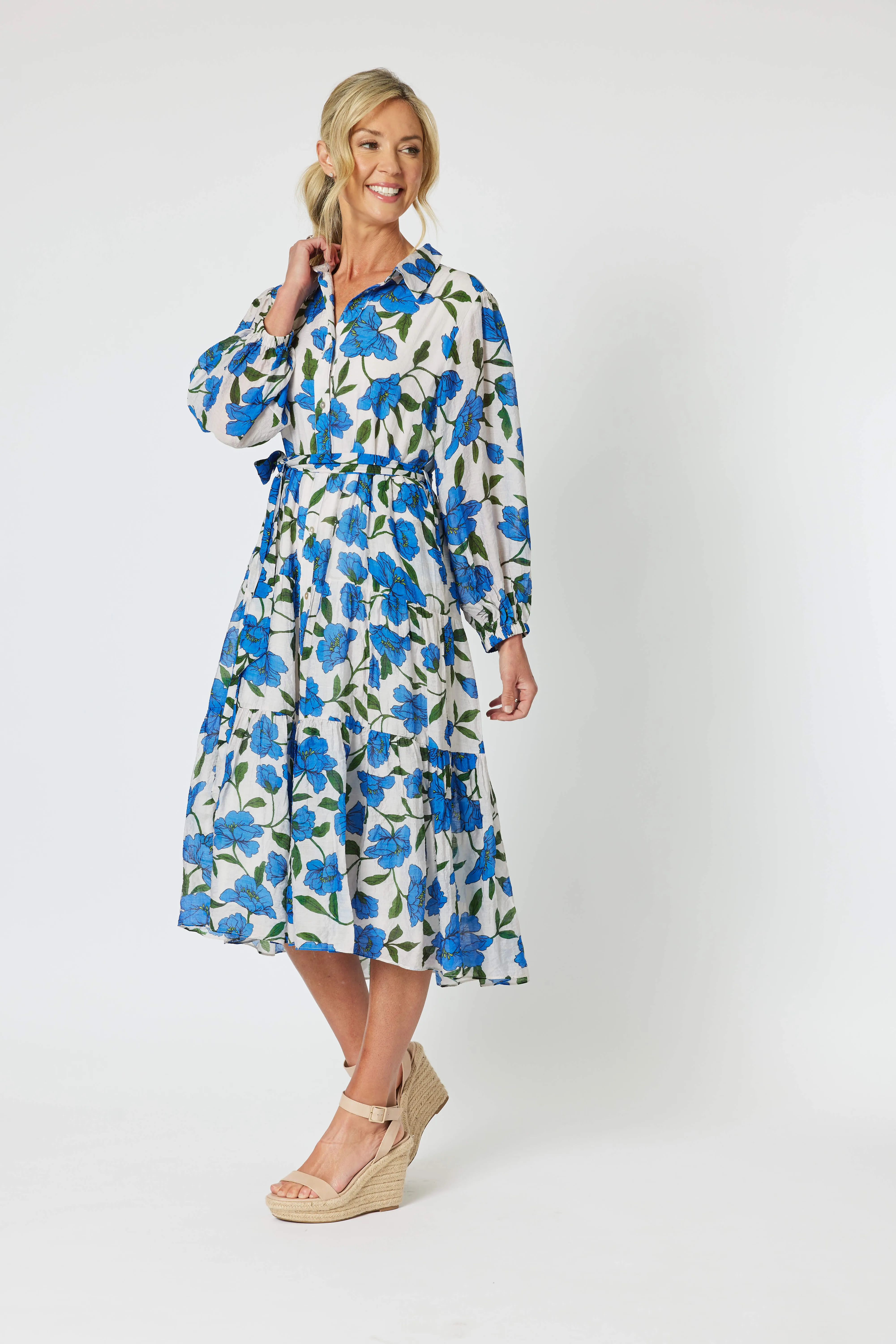 Eden Floral Printed Dress - Cobalt