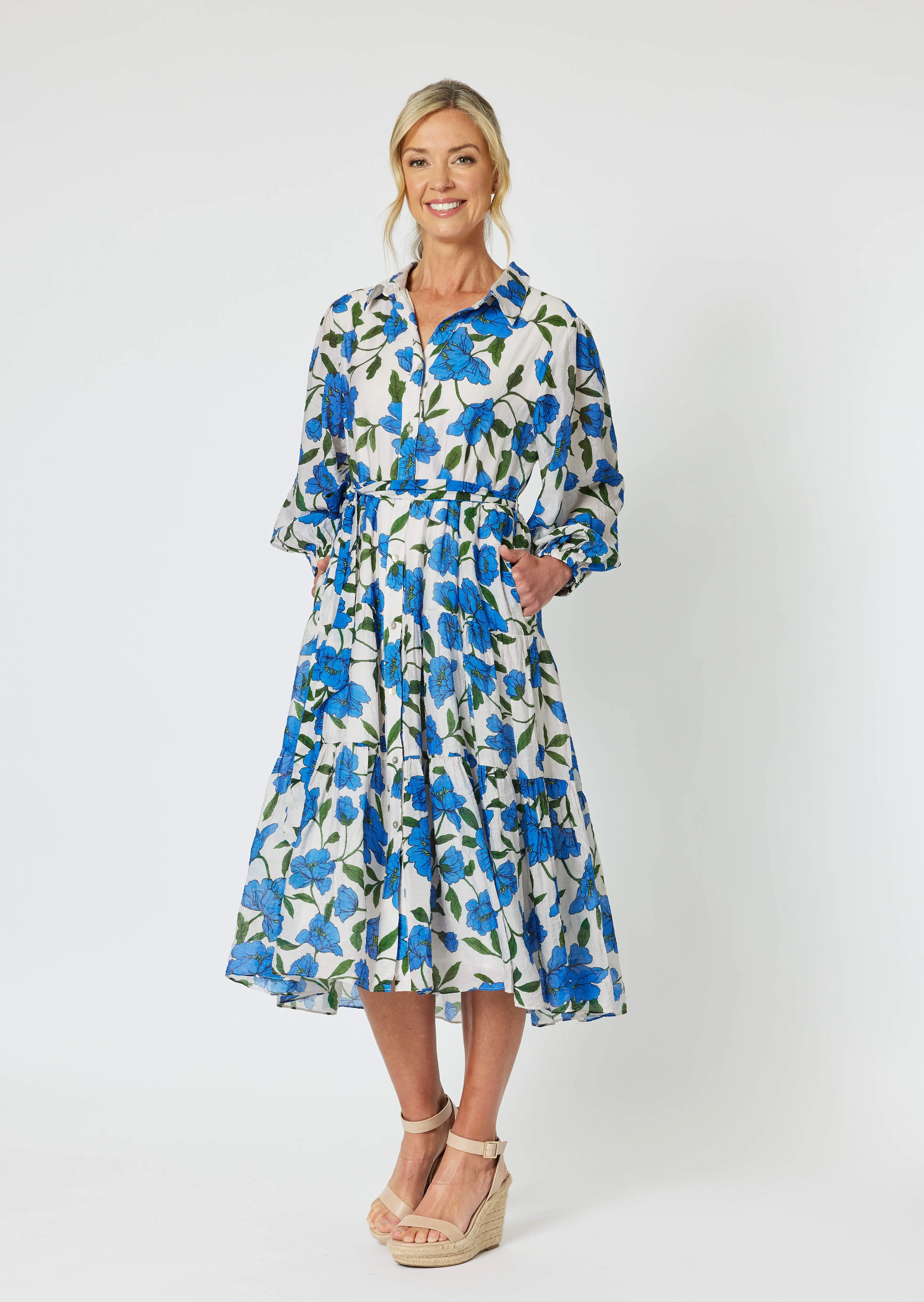 Eden Floral Printed Dress - Cobalt