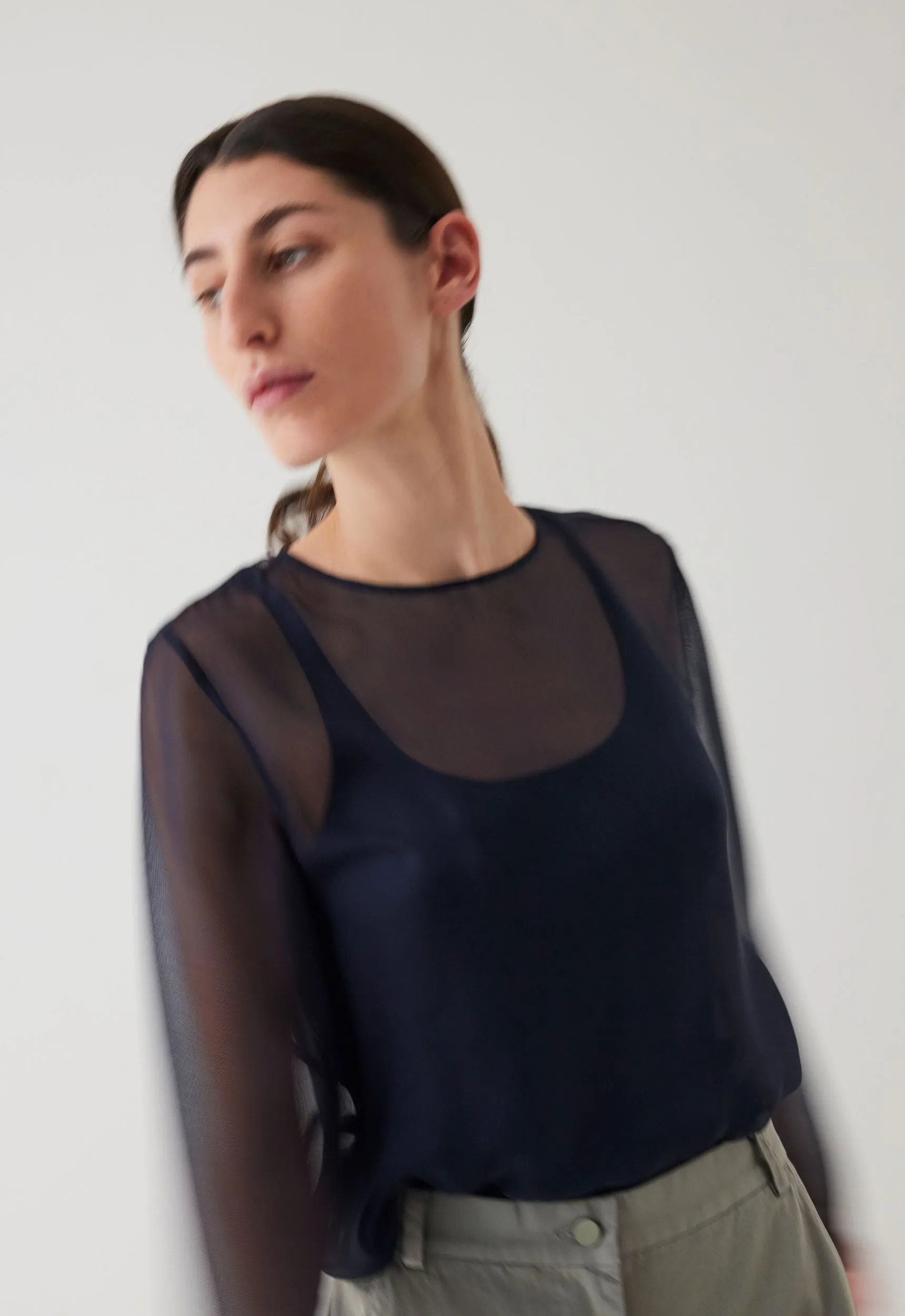 Eidel Silk Mesh Top - Skipper Blue