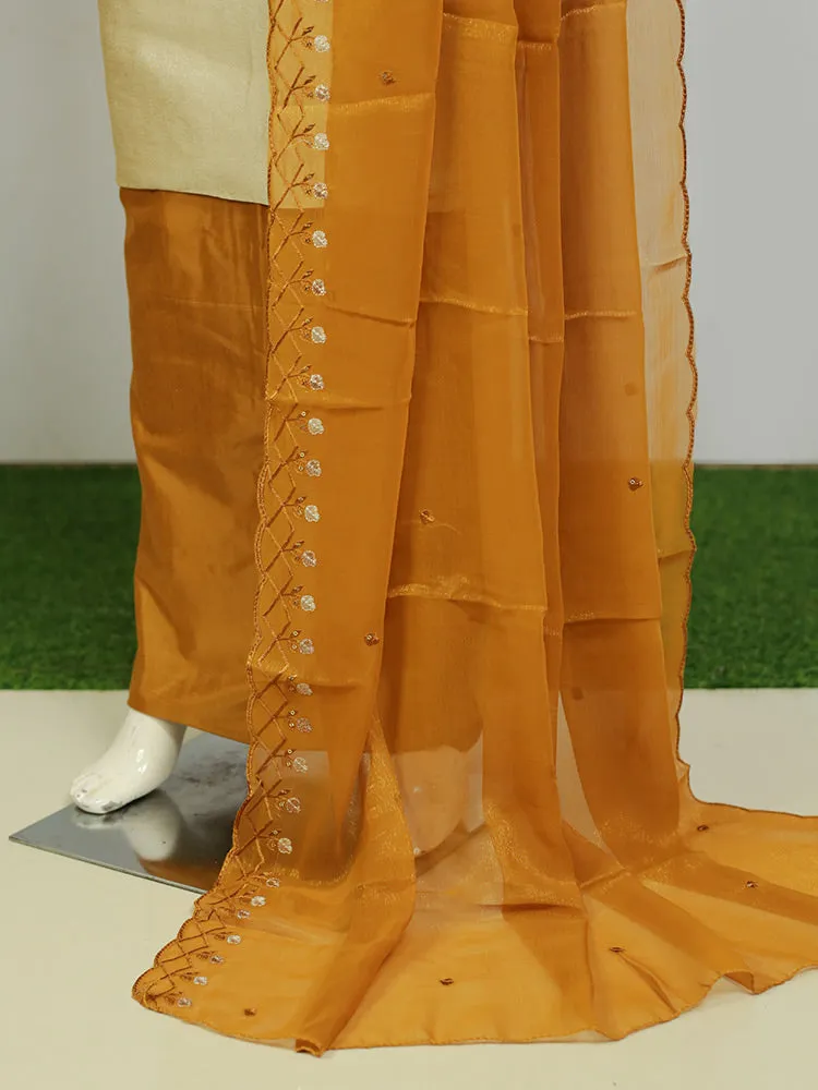 Elegant Kerala Set Churidar Material - Silk with Thread Work & Floral Design