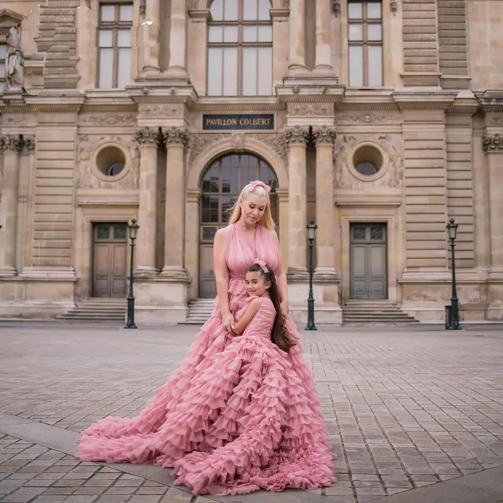 Elegant Tulle Mother and Daughter Luxury Puffy Dresses