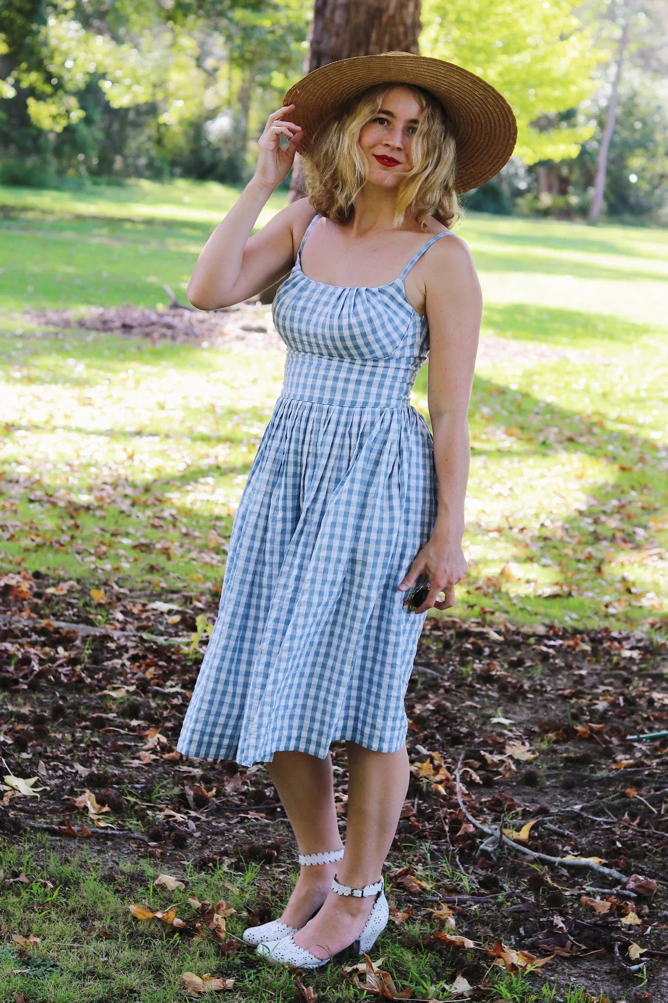 Enids Elegant Blue Checked Dress from India