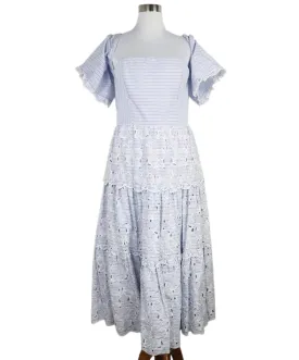 Erdem Blue & White Stripe Embroidered Dress sz 4