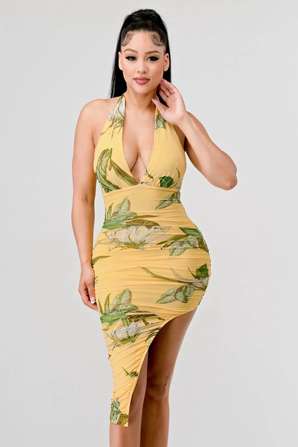 Evangeline Tropical Floral Midi Dress