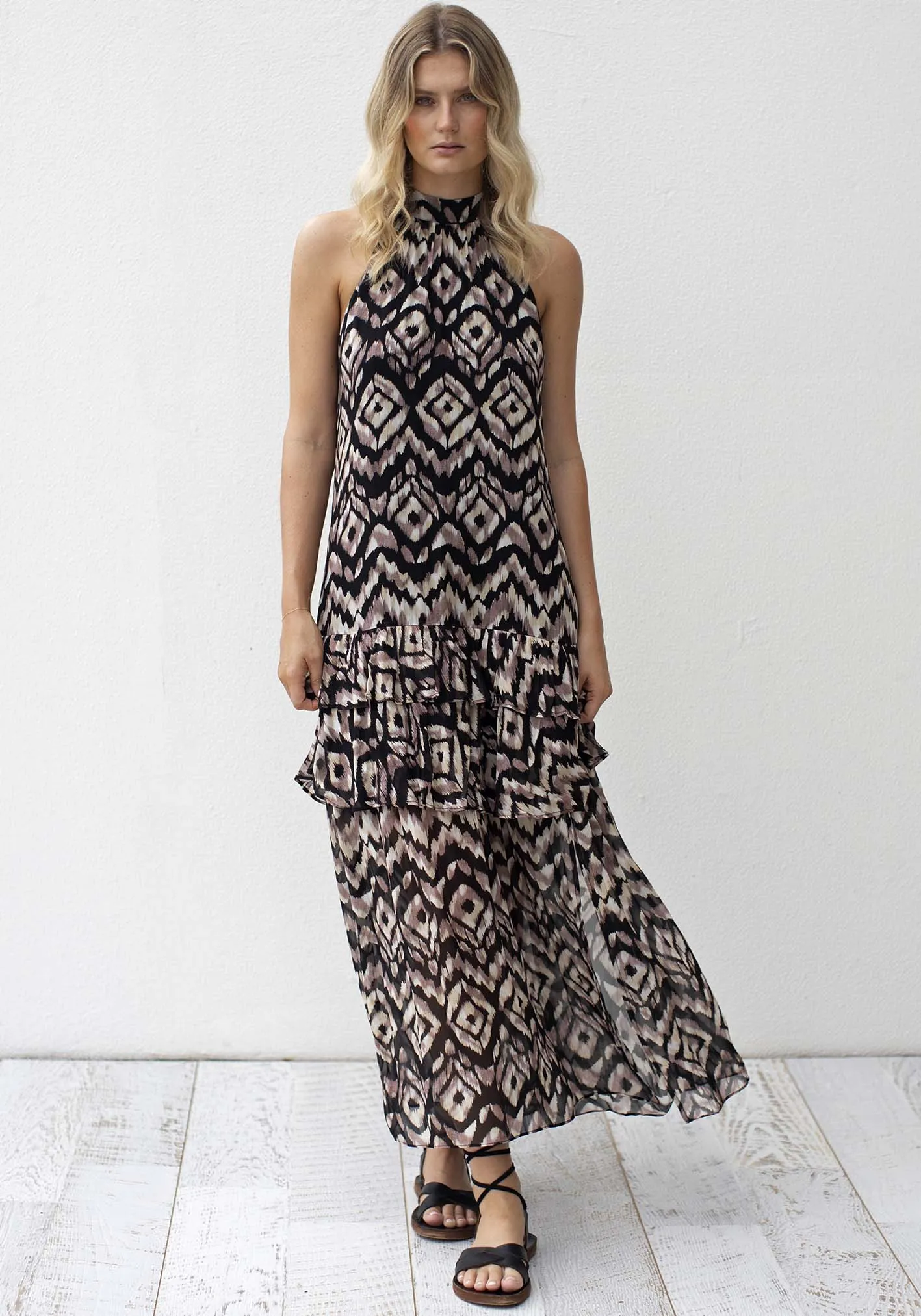 Expedition Tribal Halter Maxi Dress