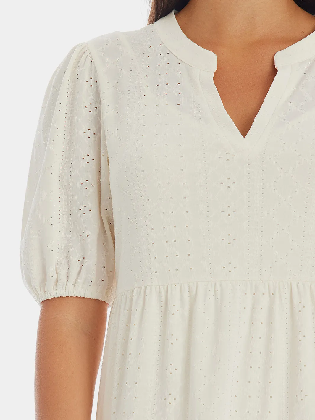 Eyelet Tiered High-Low Dress