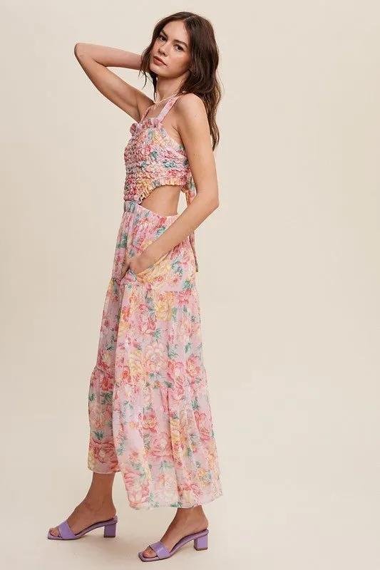 Floral Bubble Textured Maxi Dress