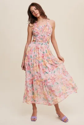 Floral Bubble Textured Maxi Dress