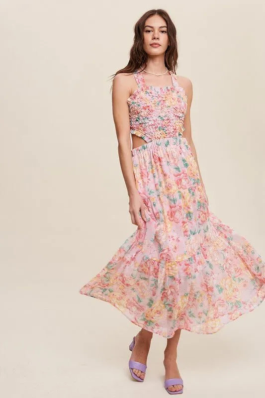 Floral Bubble Textured Maxi Dress