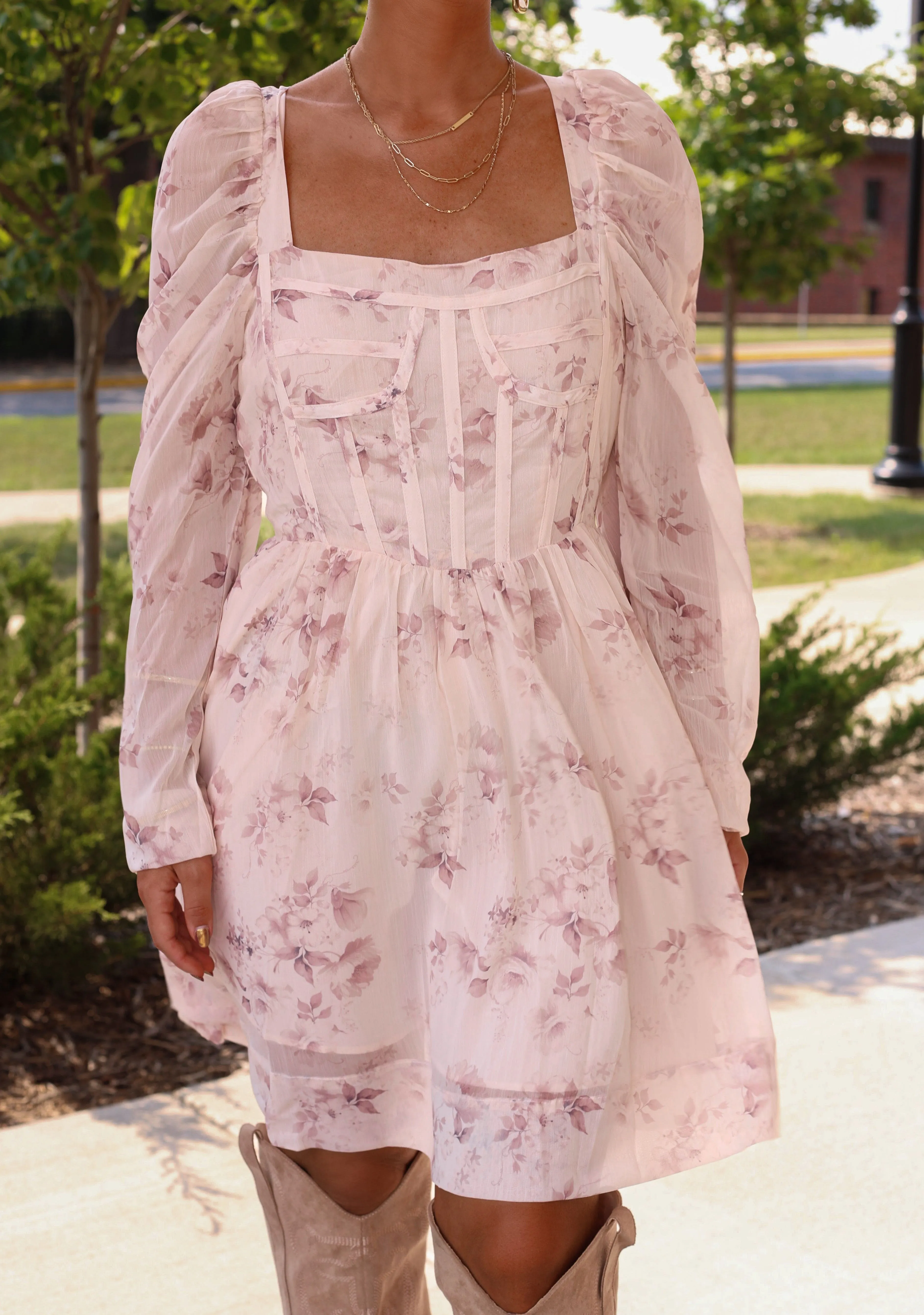 Floral Chiffon Corset Dress