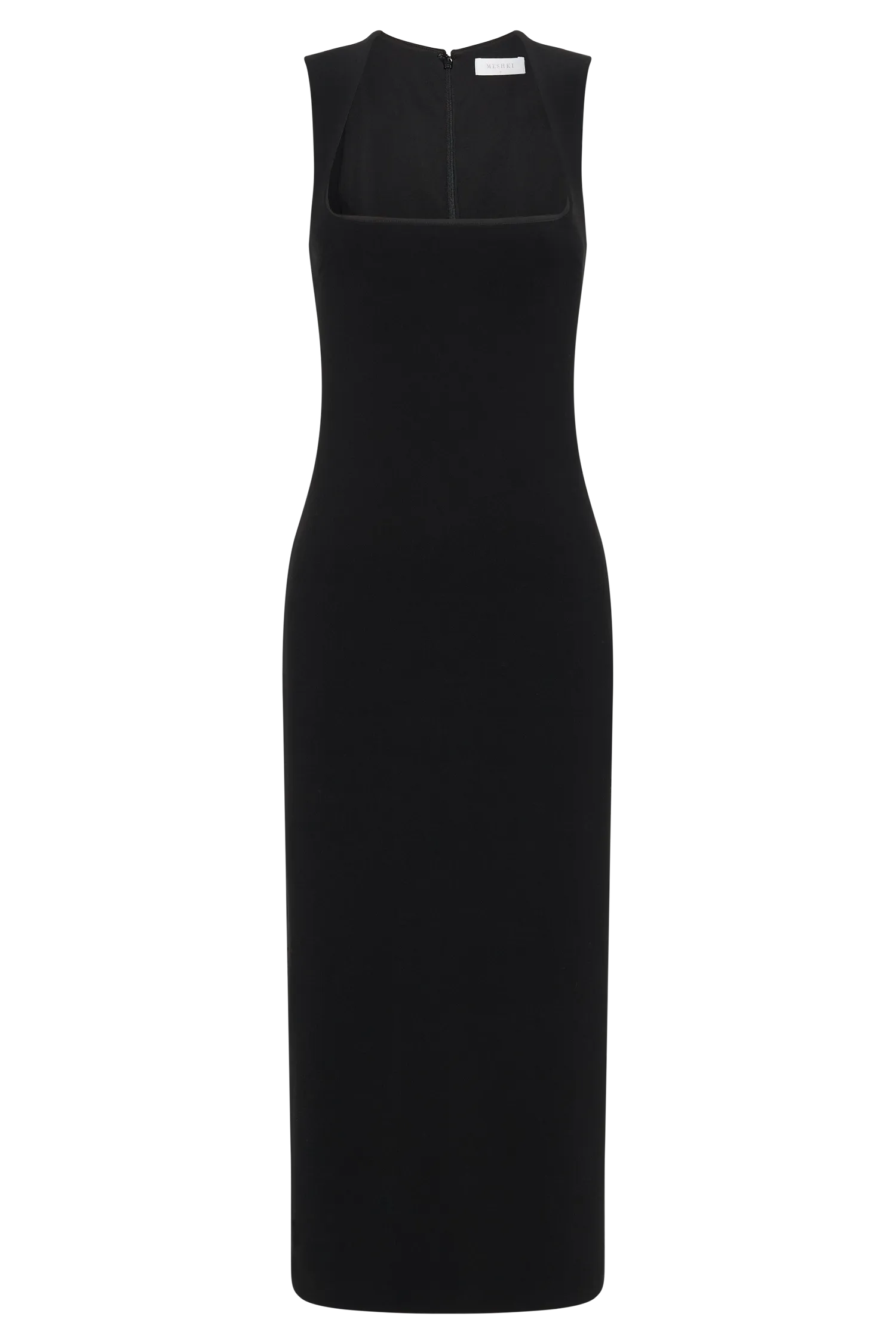 Chic Black Midi Dress with Crepe Textured Fabric - Frida