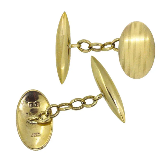 Gold Striped Cuff Links