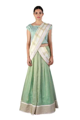 Green and Blue Lehenga