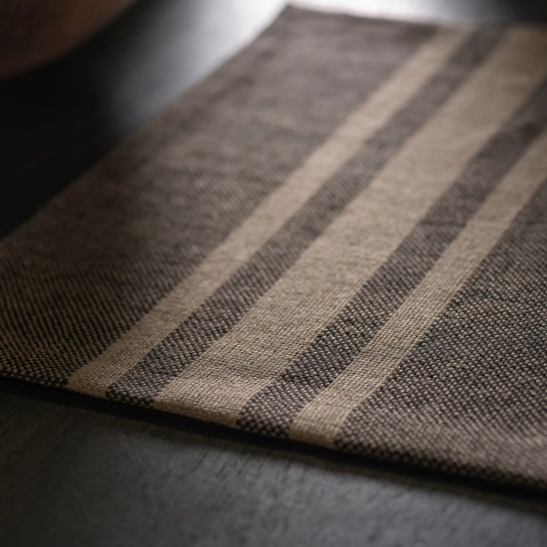 Heavy Triple Stripe Placemat - Black/Beige