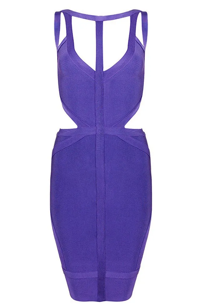 Honey Couture Purple MIKI Cut Out Mini Bandage Dress