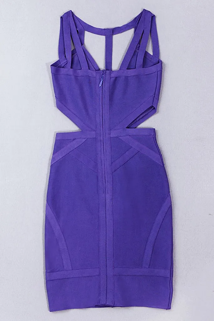 Honey Couture Purple MIKI Cut Out Mini Bandage Dress