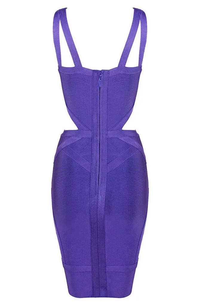 Honey Couture Purple MIKI Cut Out Mini Bandage Dress