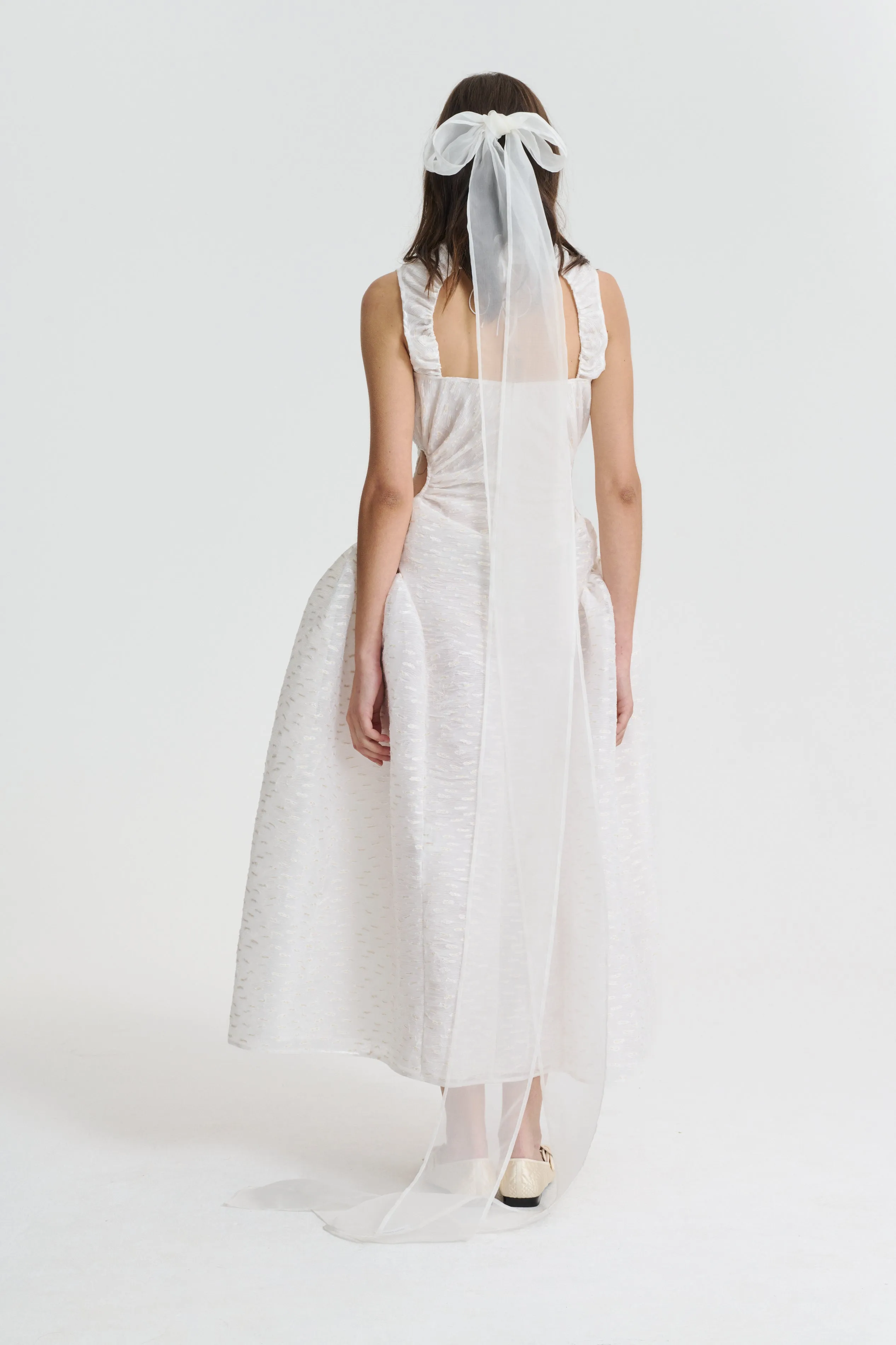 JUJU | DRESS PLEATED MARGUERITE WHITE/ECRU