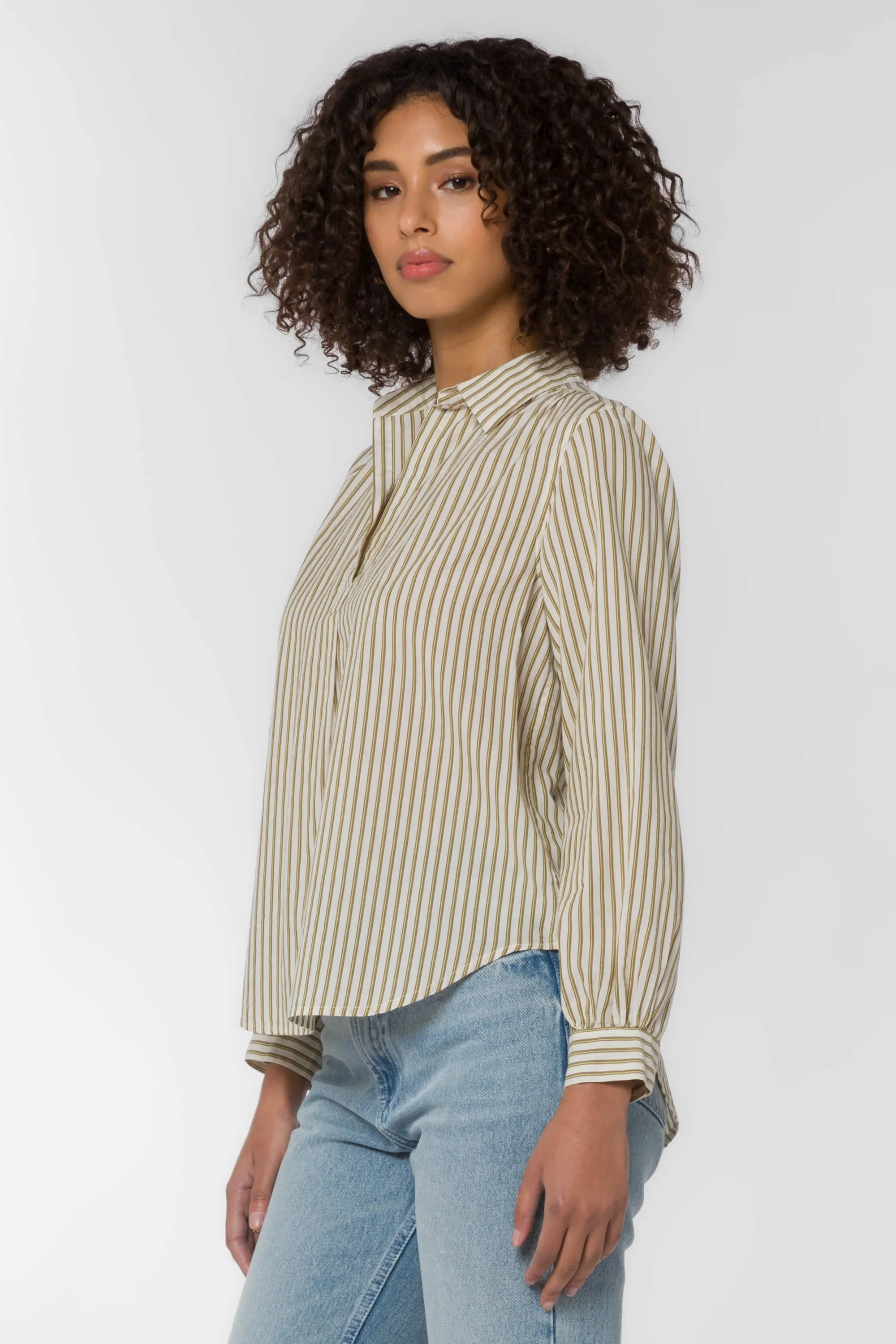 Kenzie Green Stripe Blouse