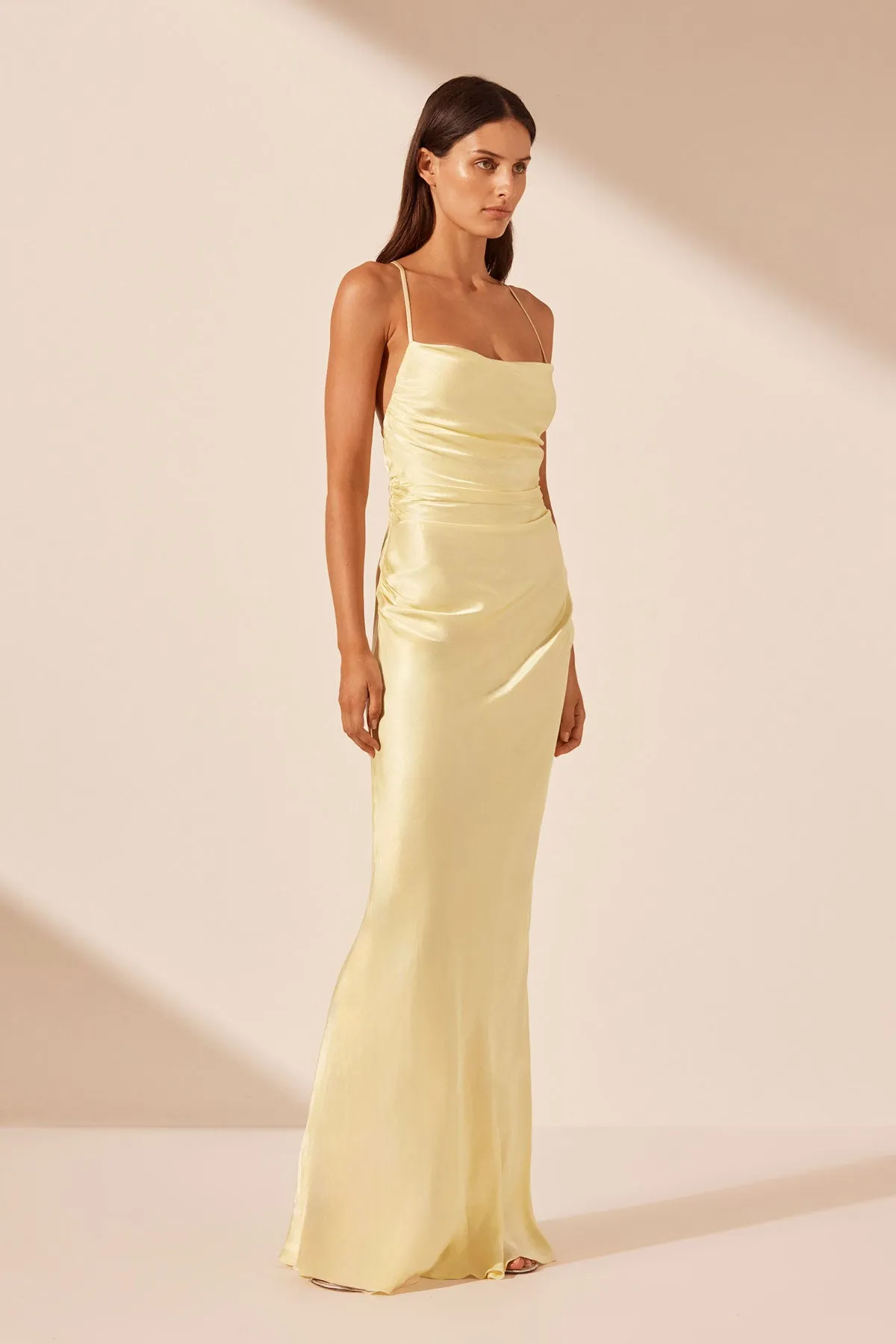 LA LUNE LACE BACK MAXI DRESS - LEMON