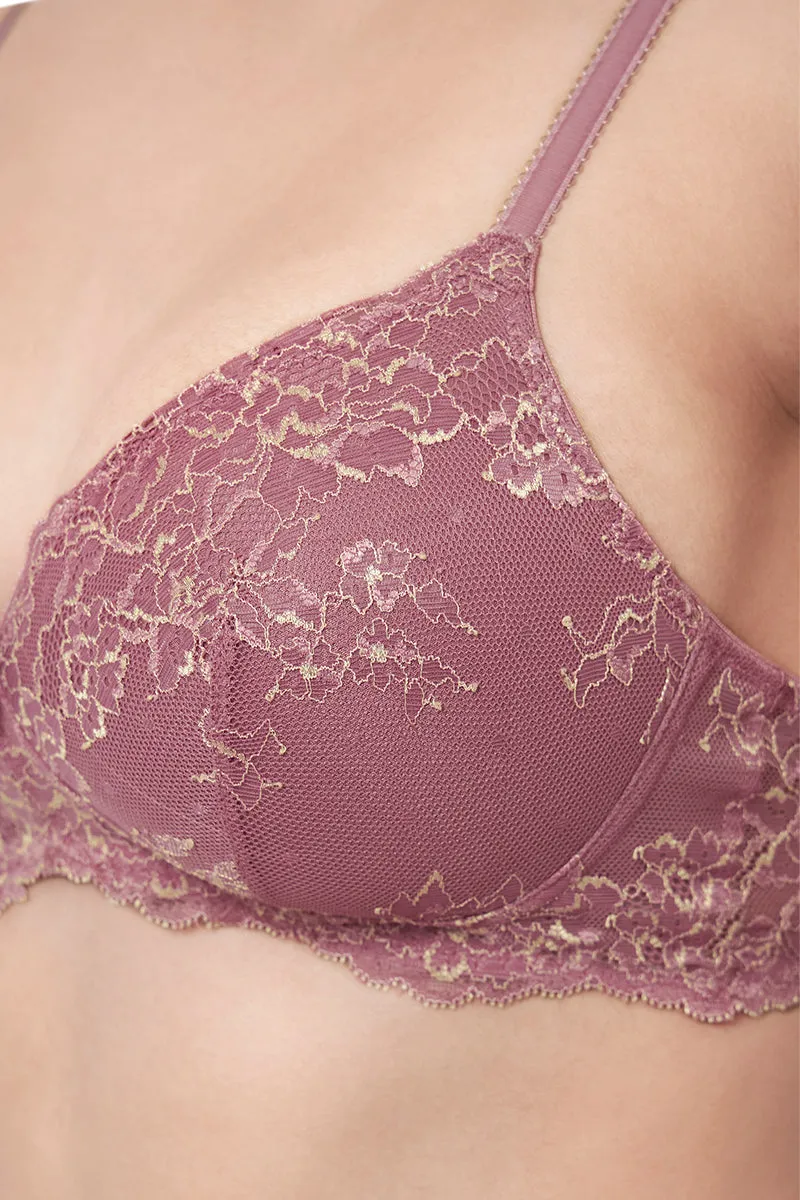 Lace Delight Padded Wirefree Bra - Messa Rose