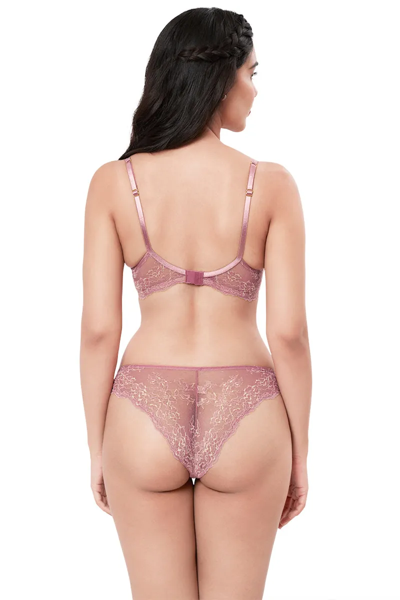 Lace Delight Padded Wirefree Bra - Messa Rose