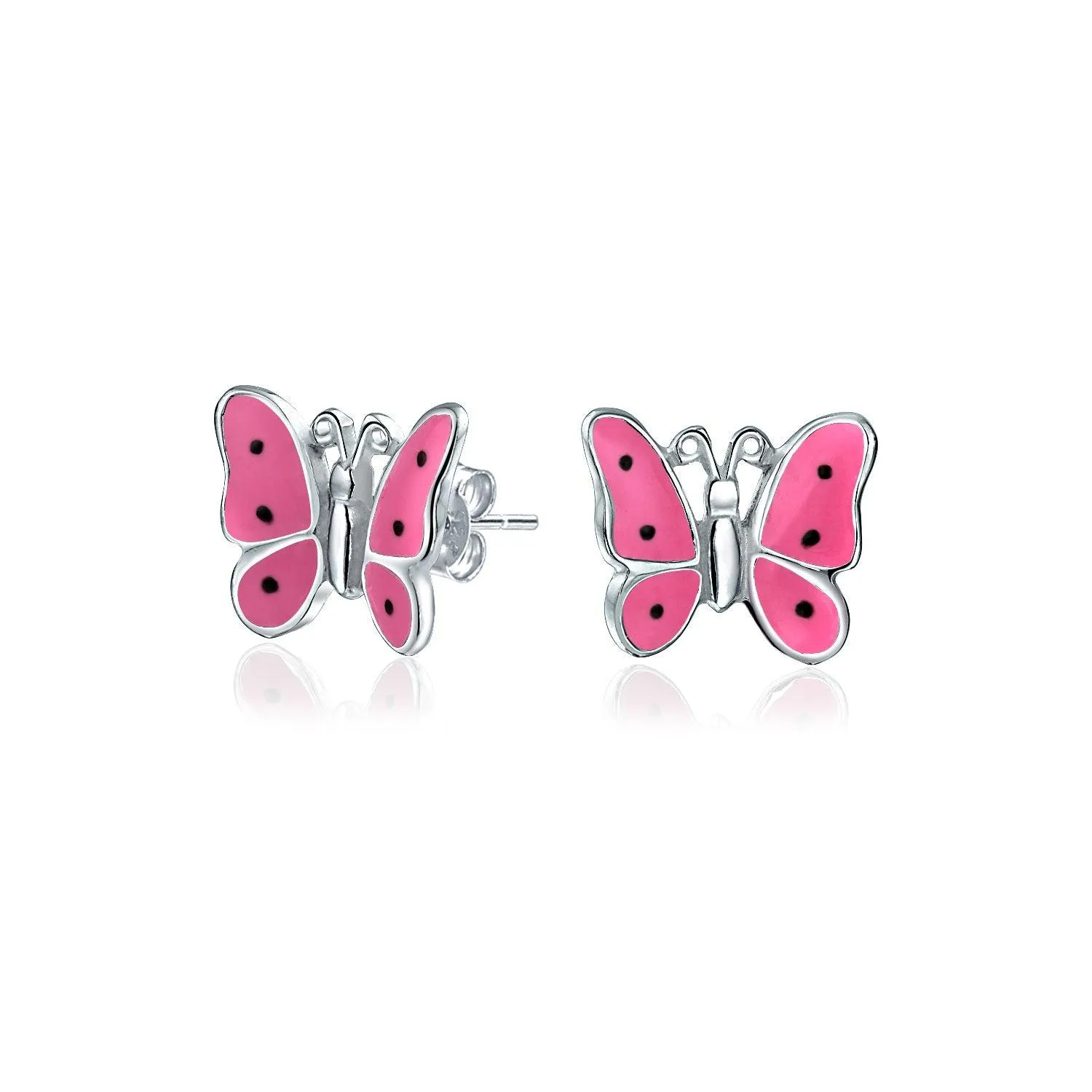 Ladybug, Pink LOVE Heart, Purple Butterfly Small Enamel Stud Earrings