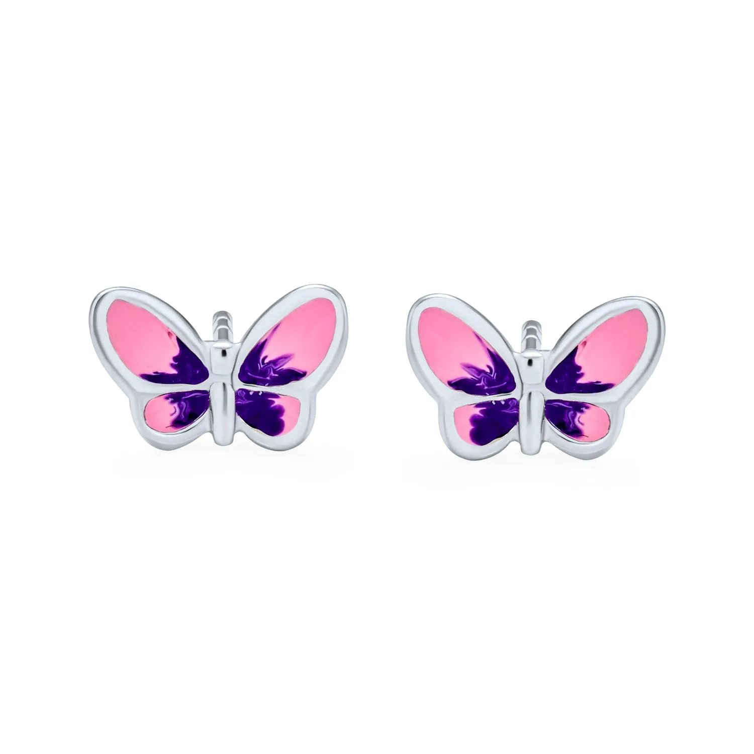 Ladybug, Pink LOVE Heart, Purple Butterfly Small Enamel Stud Earrings